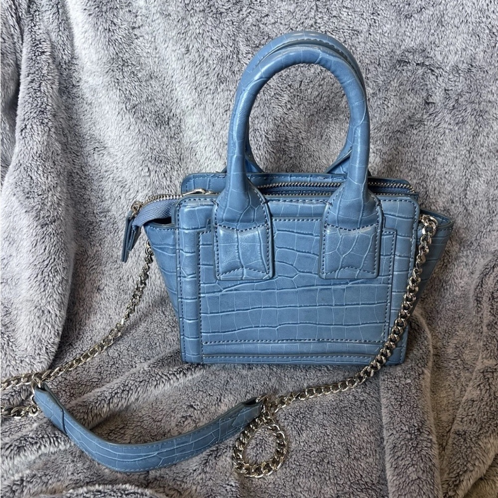 Zara Mini City Croc Alligator Blue Purse